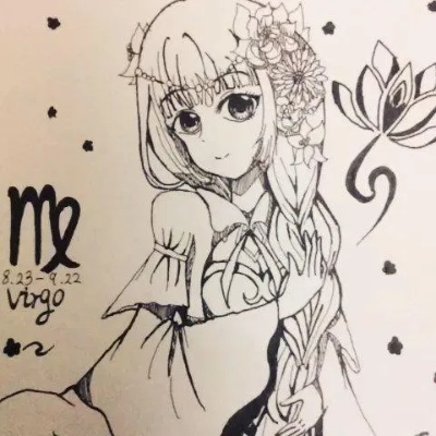 处女座女生简笔画动漫 处女座简笔画可爱少女简单图片
